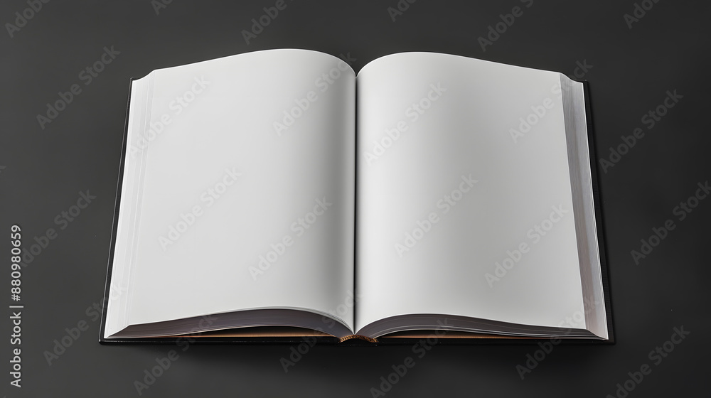 Empty white open book mockup in a top view flat lay arrangement. Empty white open book mockup in a top view flat lay arrangement.