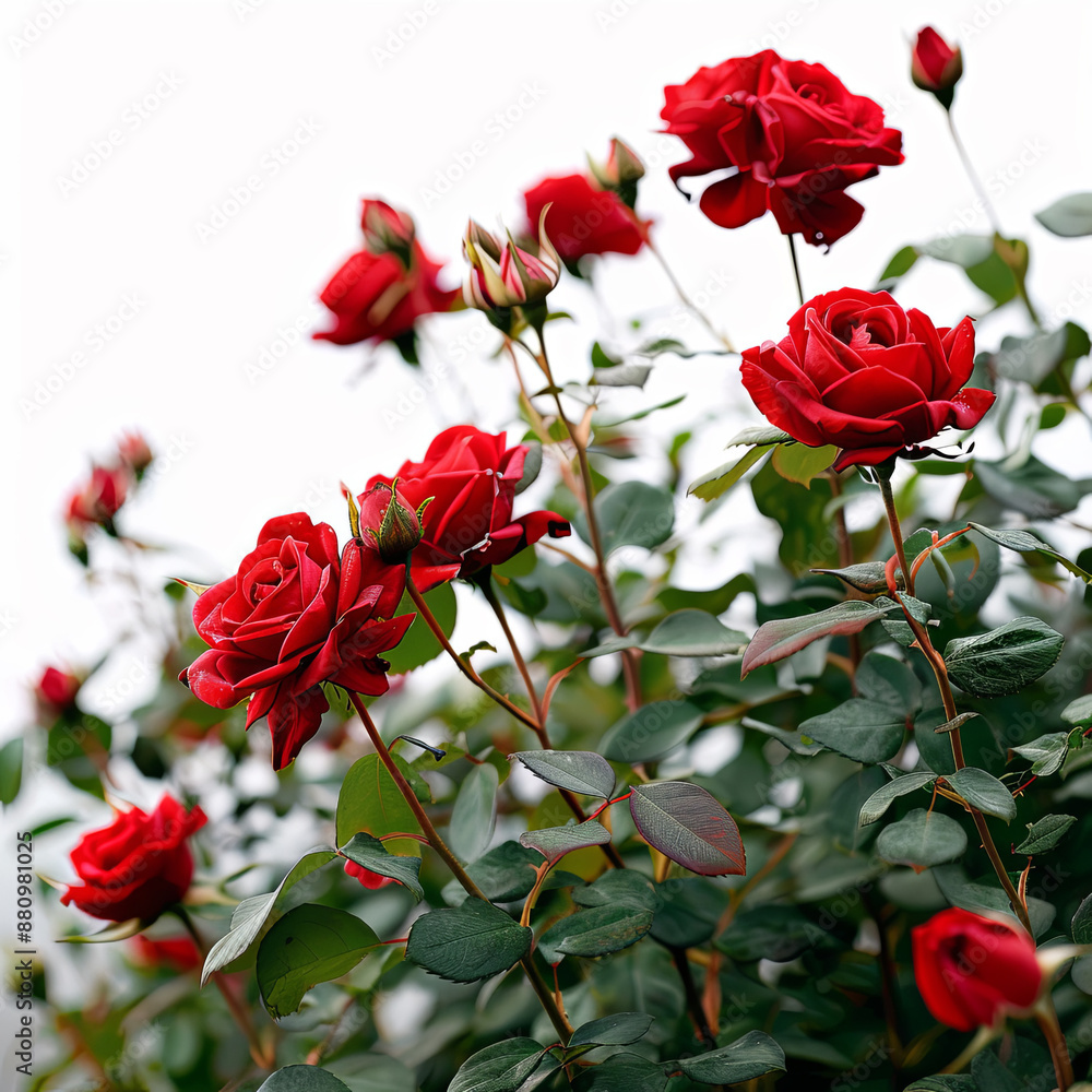 Red roses on white background