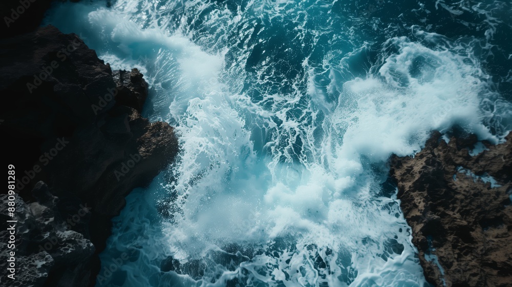 A mesmerizing timelapse of ocean waves crashing against rugged cliffs, showcasing nature's power and beauty. A mesmerizing timelapse of ocean waves crashing against rugged cliffs, showcasing nature's power and beauty.
