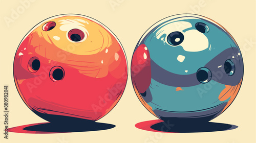 Bowling ball and skittle vector sketch icon isolated