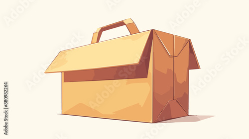 Box with handle. Cardboard package realistic pack