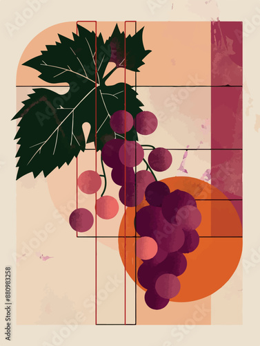 Collection of abstract wine-themed autumn illustrations, perfect for wine festivals and seasonal posters. Includes various frames for text with vibrant colors and intricate designs.