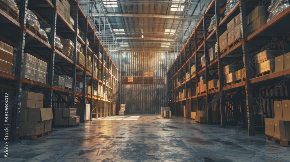 Collage of common warehouse interior with focused storage space Collage of common warehouse interior with focused storage space