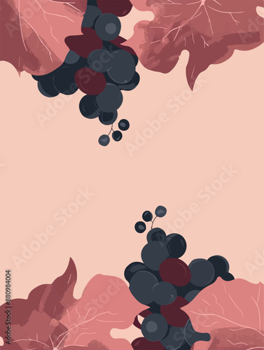 Collection of abstract wine-themed autumn illustrations, perfect for wine festivals and seasonal posters. Includes various frames for text with vibrant colors and intricate designs.