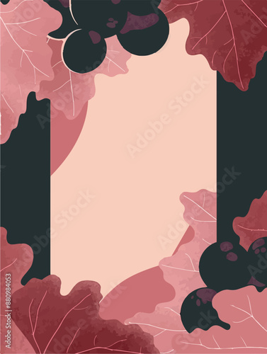 Collection of abstract wine-themed autumn illustrations, perfect for wine festivals and seasonal posters. Includes various frames for text with vibrant colors and intricate designs.
