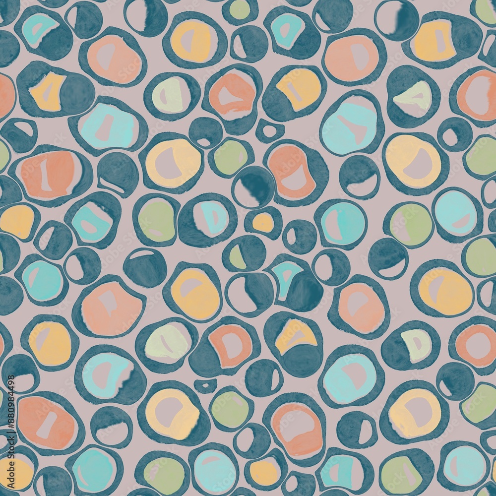 Seamless abstract geometric pattern. Blue, yellow, pink, green, grey. Lines, ovals, dots. Digital brush strokes background. Design for textile fabrics, wrapping paper, background, wallpaper, cover. Seamless abstract geometric pattern. Blue, yellow, pink, green, grey. Lines, ovals, dots. Digital brush strokes background. Design for textile fabrics, wrapping paper, background, wallpaper, cover.