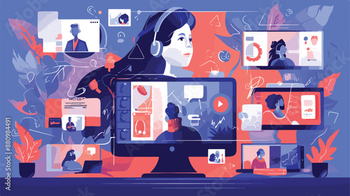 Broadcasting service abstract concept vector illustrator