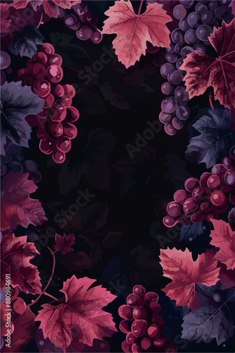 Collection of abstract wine-themed autumn illustrations, perfect for wine festivals and seasonal posters. Includes various frames for text with vibrant colors and intricate designs.