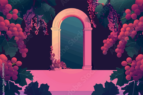 Collection of abstract wine-themed autumn illustrations, perfect for wine festivals and seasonal posters. Includes various frames for text with vibrant colors and intricate designs.