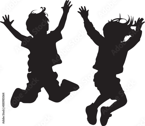 Silhouettes of jumping girl