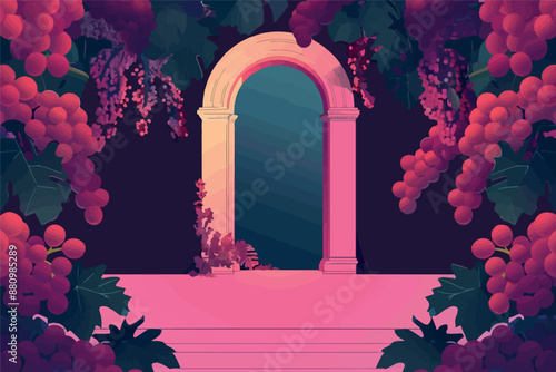 Collection of abstract wine-themed autumn illustrations, perfect for wine festivals and seasonal posters. Includes various frames for text with vibrant colors and intricate designs.