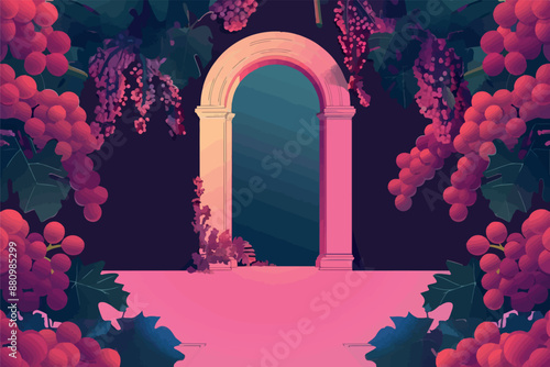 Collection of abstract wine-themed autumn illustrations, perfect for wine festivals and seasonal posters. Includes various frames for text with vibrant colors and intricate designs.