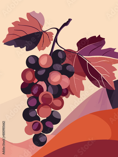 Collection of abstract wine-themed autumn illustrations, perfect for wine festivals and seasonal posters. Includes various frames for text with vibrant colors and intricate designs.