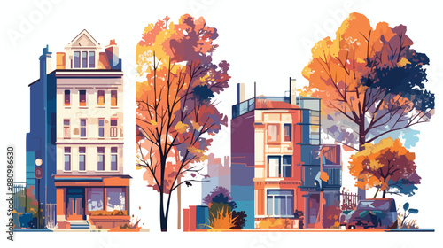 Buildings reconstruction metaphors. Old exterior mode