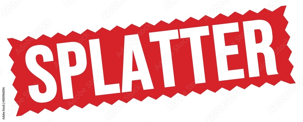 SPLATTER text written on red stamp sign. SPLATTER text written on red stamp sign.