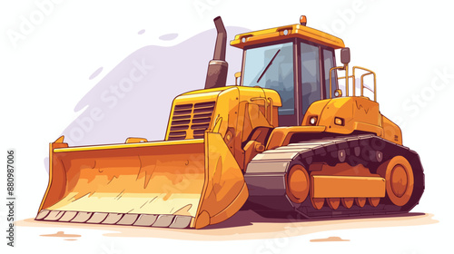 Bulldozer line icon. flat vector style isolated 