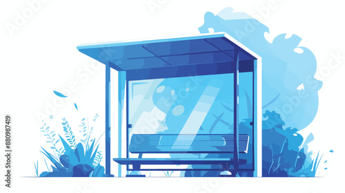 Bus stop. Urban public transport concept. Empty stop