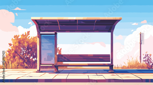 Bus stop. Urban public transport concept. Empty stop