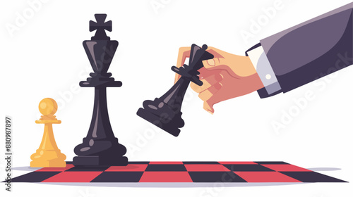 Business checkmate strategy vector concept with hand
