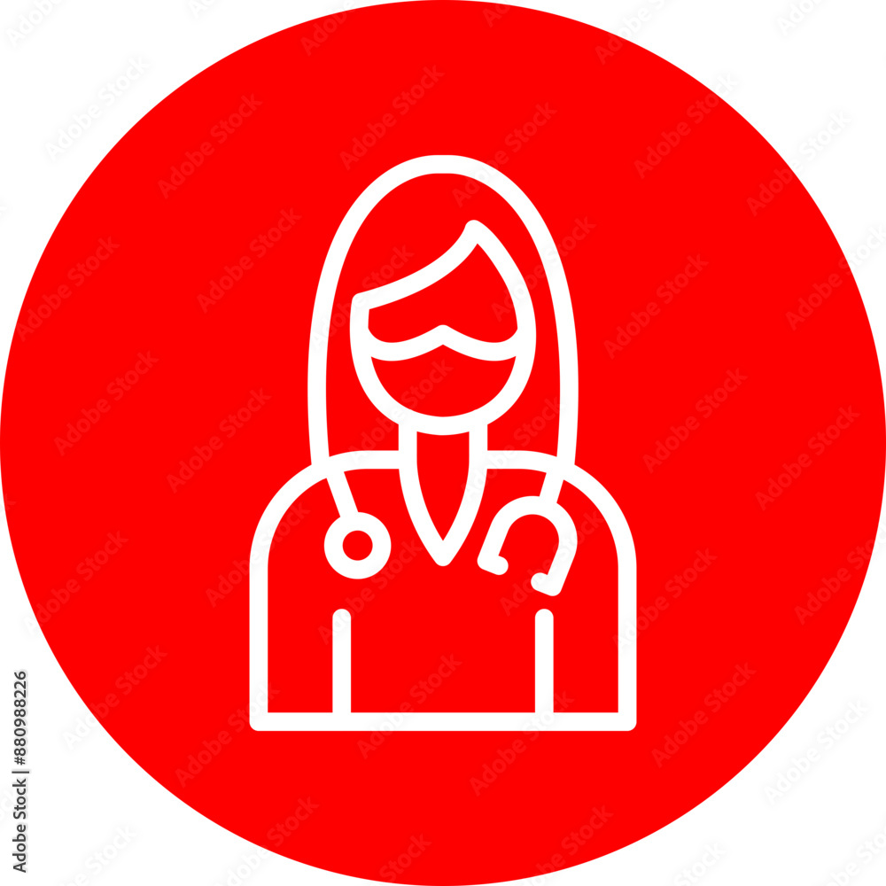 Female Surgeon Vector Line White Circle Red Female Surgeon Vector Line White Circle Red