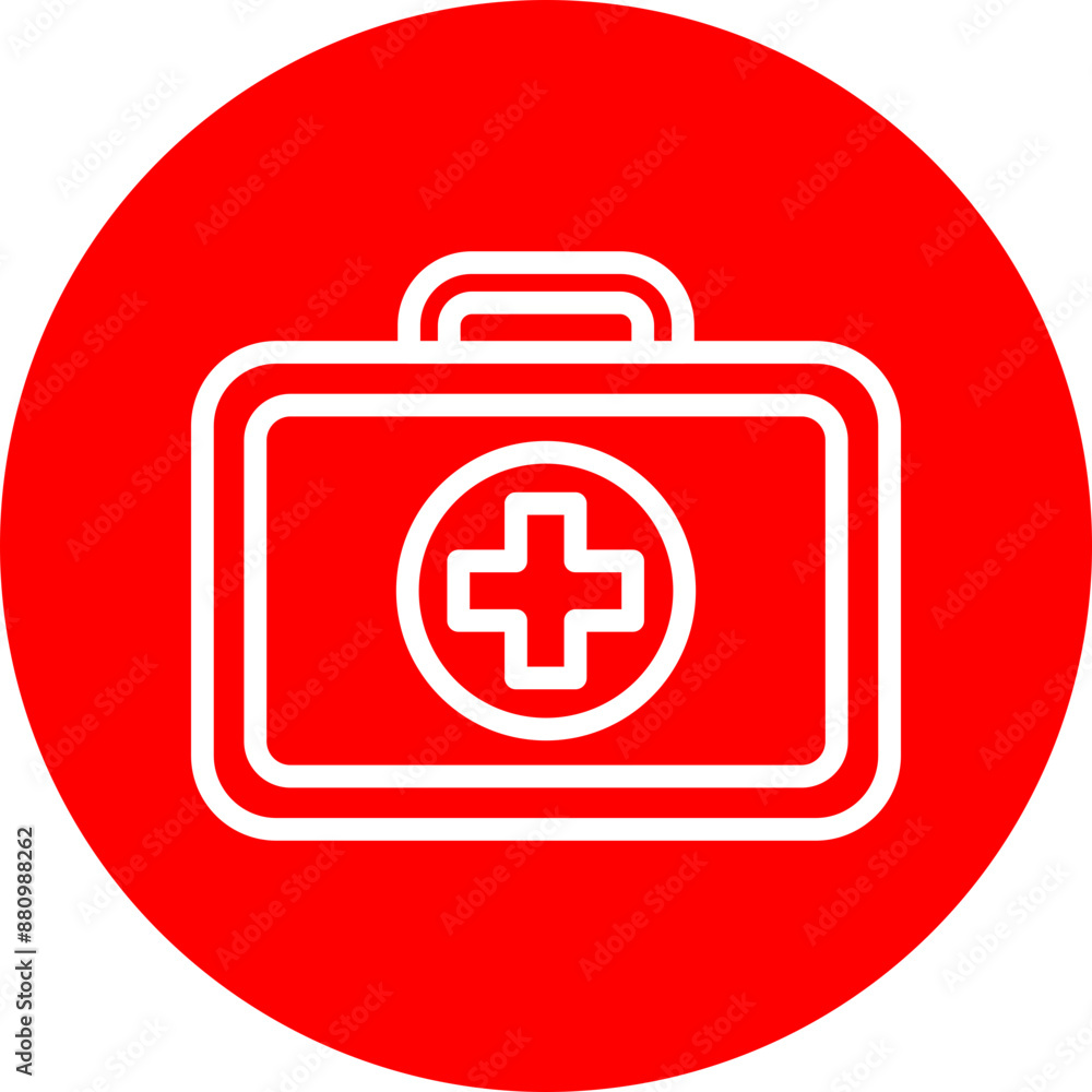 First Aid Kit Vector Line White Circle Red First Aid Kit Vector Line White Circle Red
