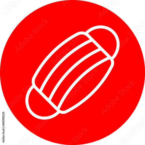 Face Mask Vector Line White Circle Red