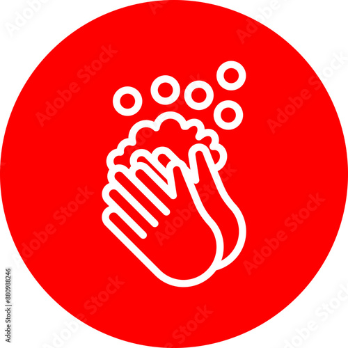 Handwash Vector Line White Circle Red