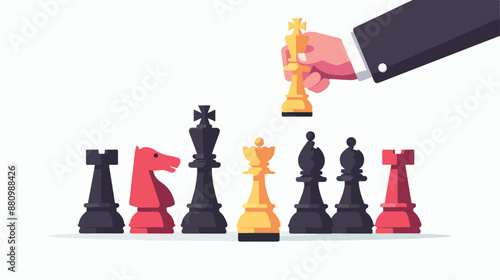 Business checkmate strategy vector concept with hand