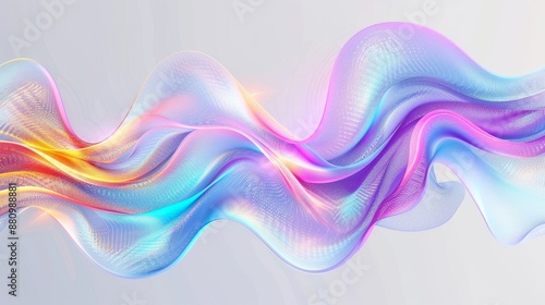Abstract Holographic Wave, 3D Rendering, Abstract Background, Iridescent Texture, Digital Art