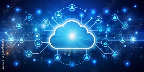 Wallpaper Mural Cloud Computing Network with User Connections,  digital , network , cloud , connection Torontodigital.ca