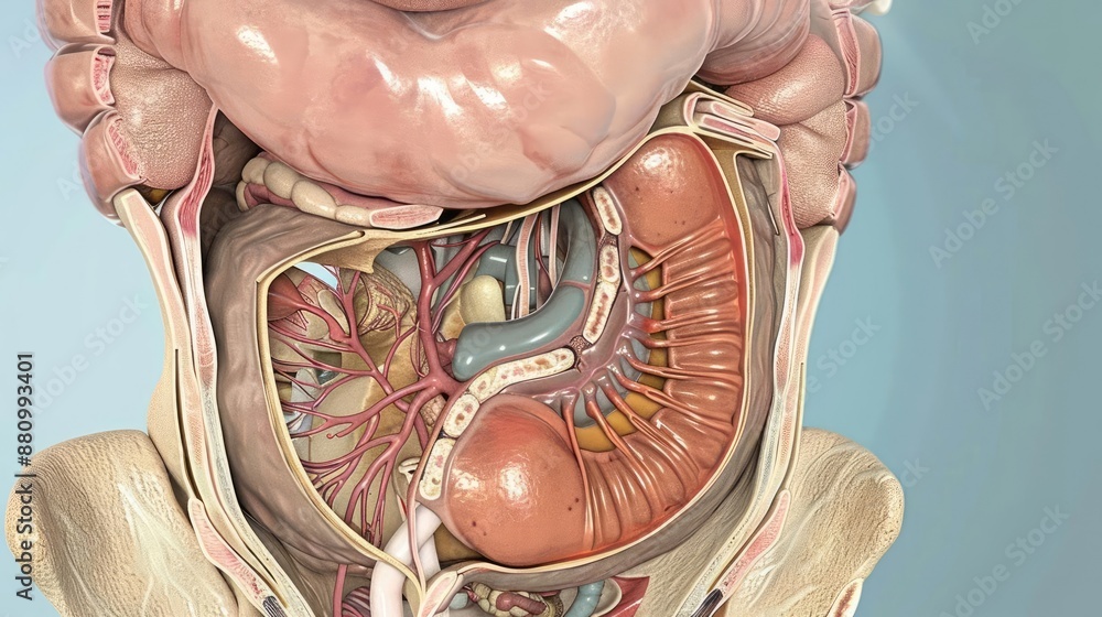 Foto de High-detail 3D model of the human bladder showing internal ...