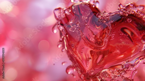 A red heart-shaped object floating in calm water