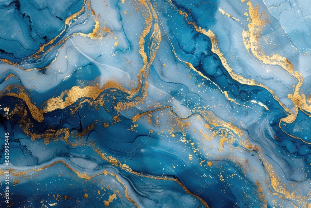 Fototapeta premium A detailed view of a beautiful blue and gold marble, ideal for decorative purposes or as a background image