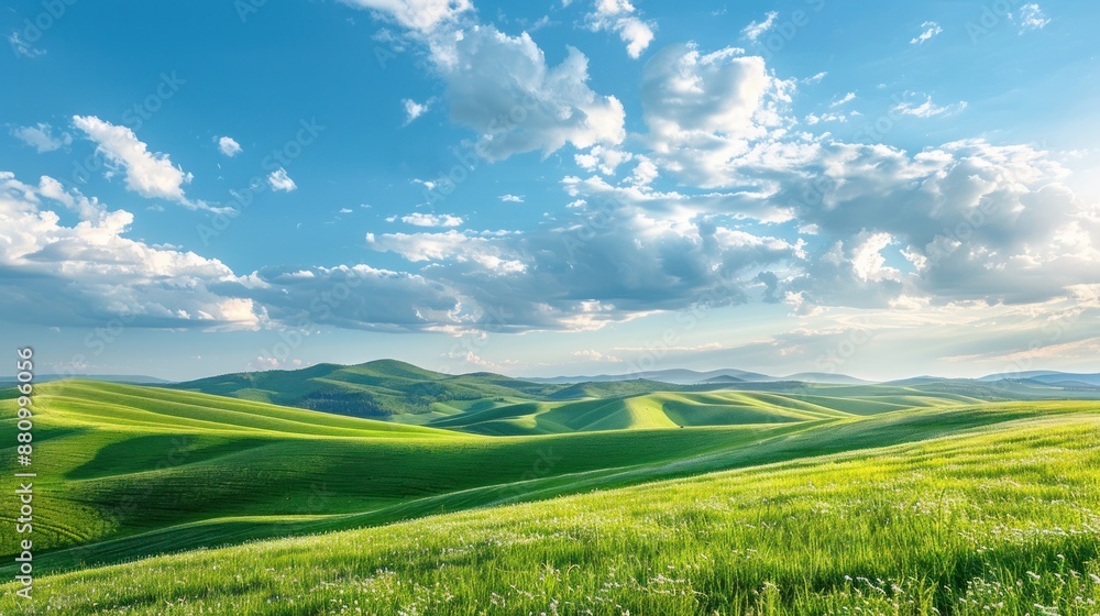 Obraz premium Serene Rolling Hills Under a Cloudy Sky