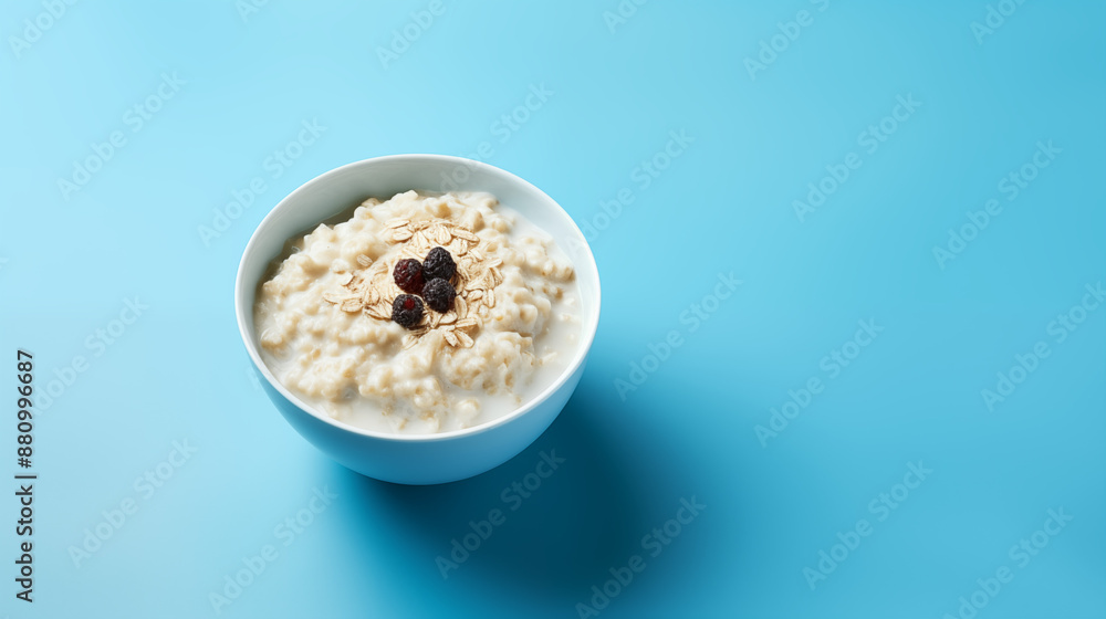 Bol de porridge ou céréales avec du lait végétal. Fruits, fruits secs, myrtille. Bol sur un arrière-plan bleu clair. Nourriture, petit-déjeuner, manger. Pour conception et création graphique. Bol de porridge ou céréales avec du lait végétal. Fruits, fruits secs, myrtille. Bol sur un arrière-plan bleu clair. Nourriture, petit-déjeuner, manger. Pour conception et création graphique.