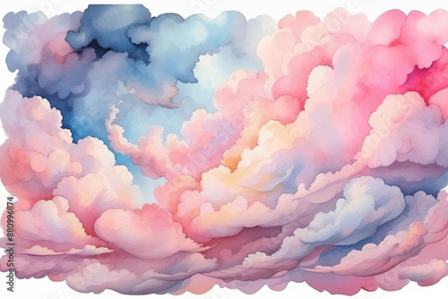 Enjoy the captivating watercolor art vivid dreamy clouds portrayed in an abstract ethereal style