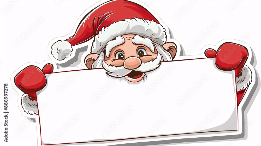 A cute cartoon vector picture of Santa Claus peeking from the side on a pure white background A cute cartoon vector picture of Santa Claus peeking from the side on a pure white background