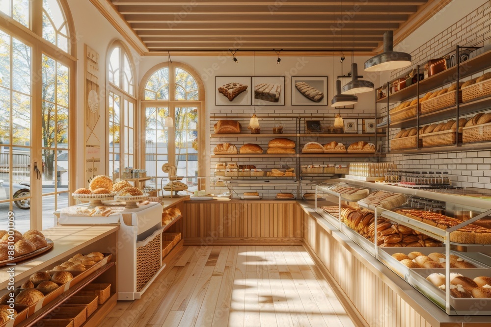 bakery interior with display counters bakery interior with display counters