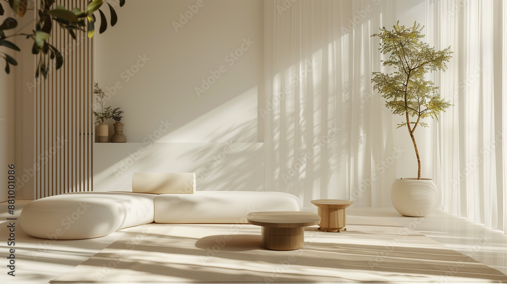 Minimalist nomadic interior background, 3d render Minimalist nomadic interior background, 3d render