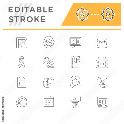 Set line icons of mammography