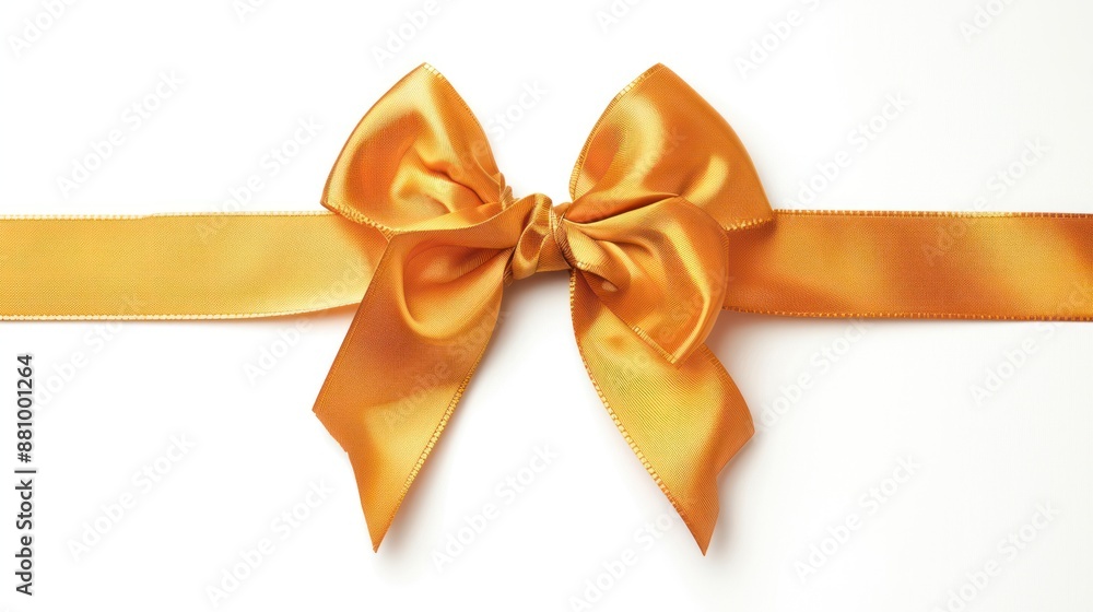Golden Bow with Ribbon on White Background Golden Bow with Ribbon on White Background