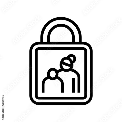 parental control product label caution line icon vector. parental control product label caution sign. isolated contour symbol black illustration