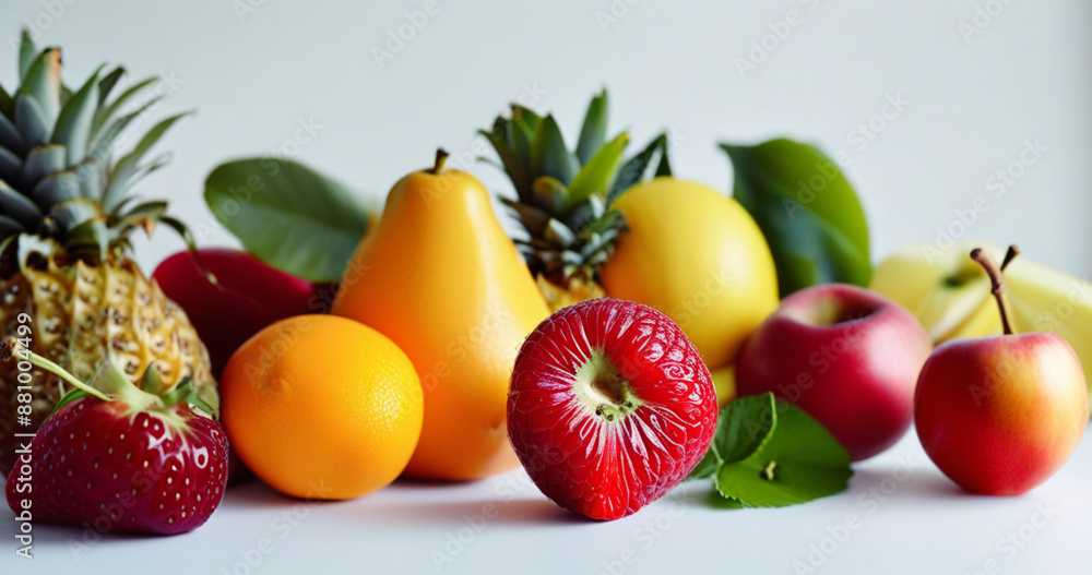 different fruits on a white background different fruits on a white background