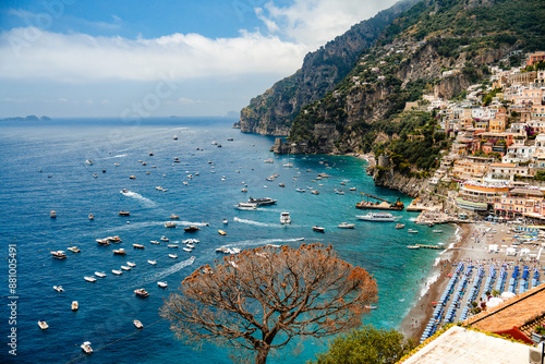 photo of Positano beach on the Amalfi Coast in the European summer Italy photo