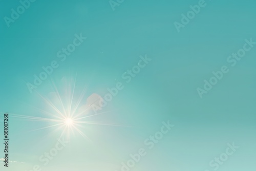 Sun Shining Bright In Clear Blue Sky. Solar Energy Power Concept Of Natural Bright Sun Light Ray. Tropical Summer Sunlight. Atmosphere And Ozone Layer