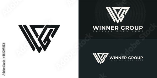 Abstract initial triangle letter WG or GW logo in black colors isolated on multiple background colors. The logo is suitable for business and consulting company logo design inspiration templates.