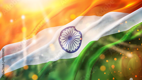 abstract Indian flag with artistic illustration Independence day