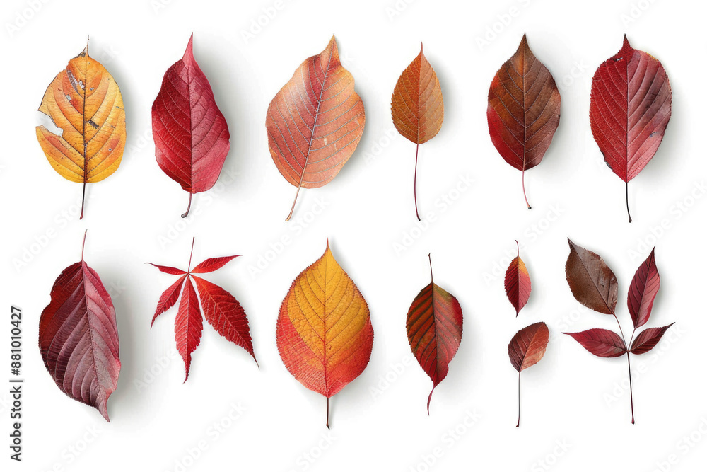 Obraz premium Maple leaves on white background, autumn background with copy space.