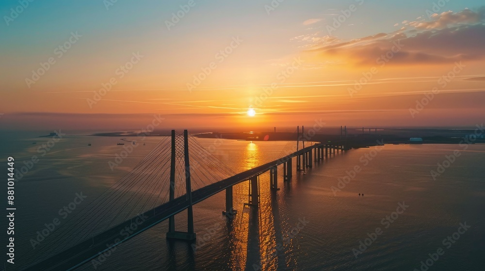 Fototapeta premium Bridge Over Water at Sunset