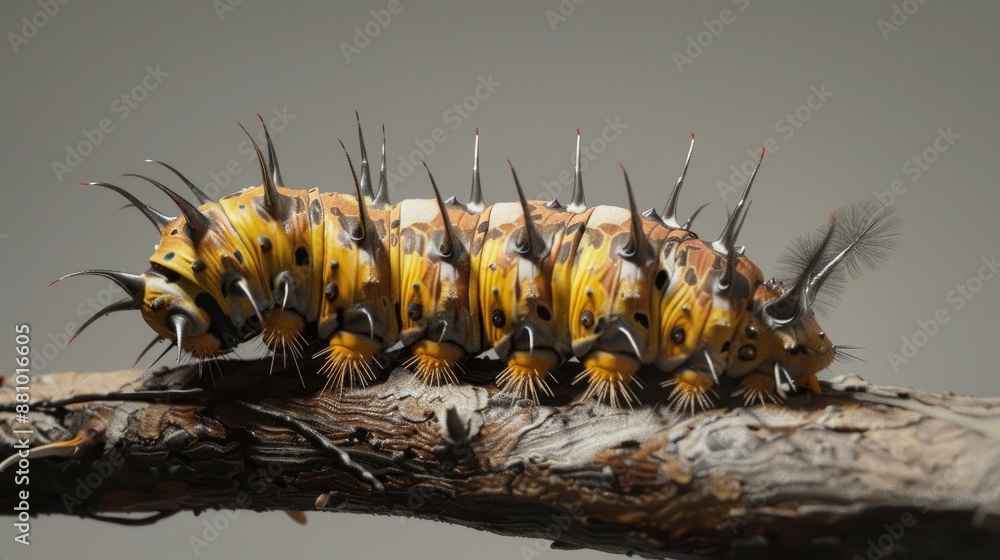 Obraz premium Caterpillar of a brown moth